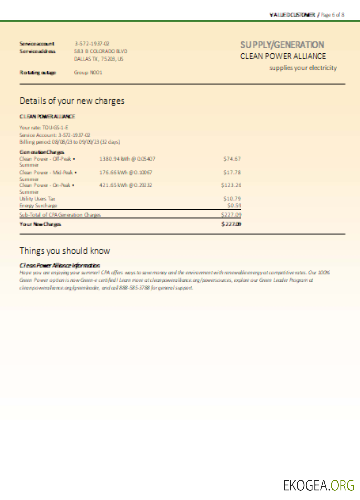 Facture commerciale de services publics EDISON de Californie du Sud, page 6, SCR